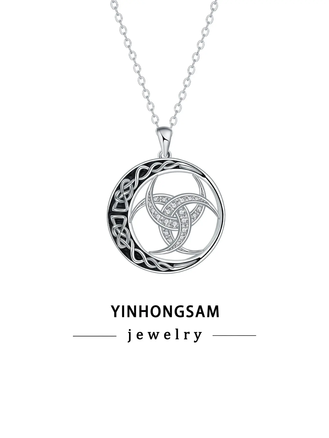 Trinity Knot Circle Cross Celtic Knot Necklace for Women, Antique Love-Knot Pendant Necklace Gifts for Women Mom Wife