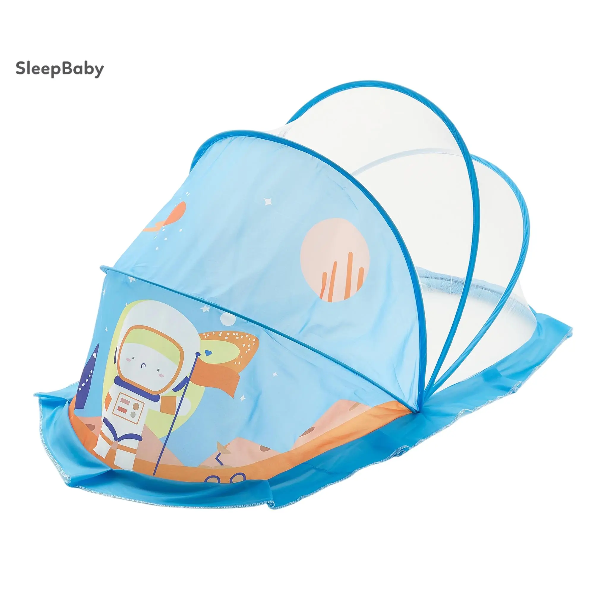 Portable Fold-Up Cartoon Print Baby Mosquito Net - Breathable Mesh, Stainless Steel Fabric Frame, Lightweight Travel Crib Canopy for Newborns, Outdoor Picnic, Hospital Stays, Fits Newborns