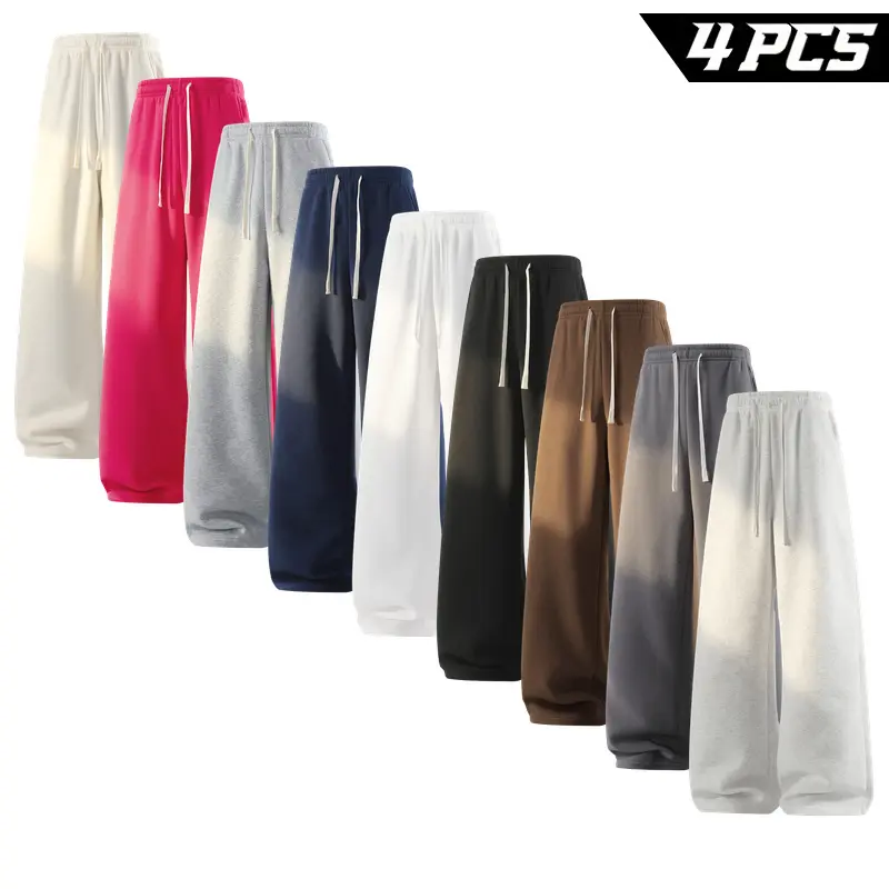 Men's 4 Pack Sweatpants, Loose Fit Uncuffed Pants with Elastic Waist and Side Pockets for Travel, Home and Streetwear