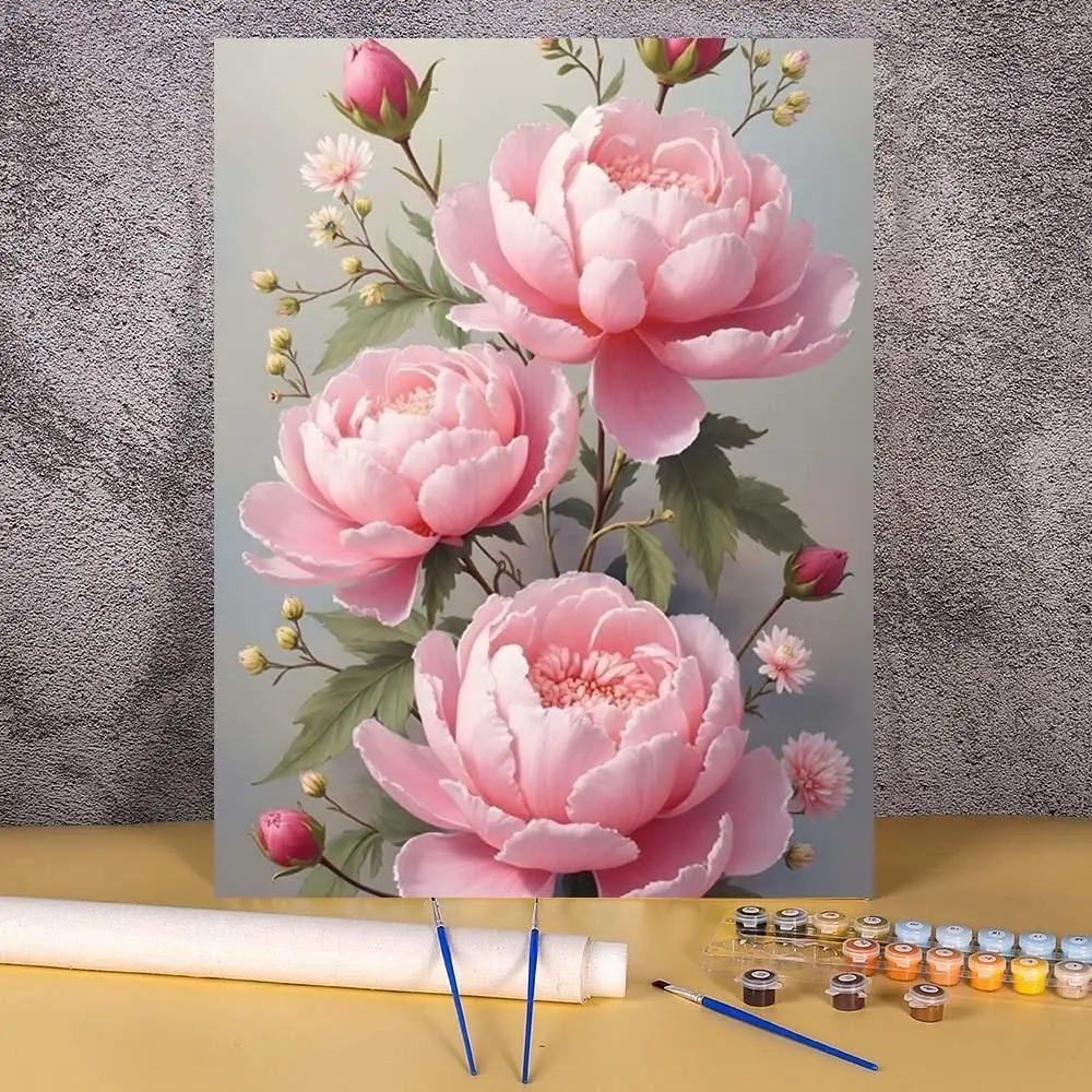 Painting By Number Adults Digital Oil Paintings On Number Diy Number Drawing On Canvas Arts Crafts Home Decor Peony Flowers