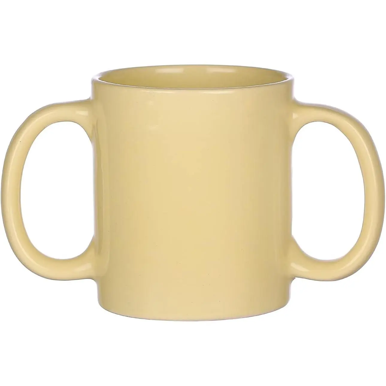Dual Handle Mug (Double Grip Mug) to Aid Tremors, 11.83 US Fl. Oz. (350 Ml) - Light Lemon Color