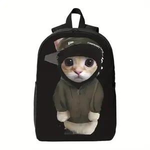 Rapper Yeat Kitty & Tonka Graphic 's & 's School Backpack - Large Capacity Durable Fabric, Cute Cat Print Design, Secure Zipper Closure for College, Travel, Daily Commute, Cute Backpacks for School, Comfortable Straps, for Teenager