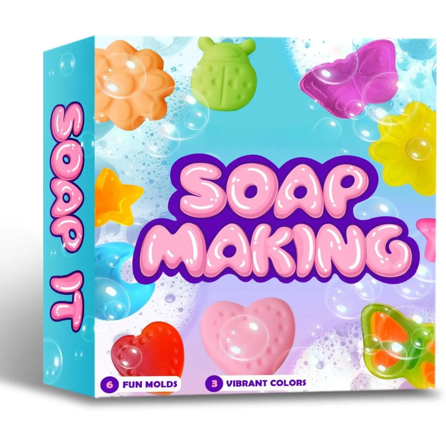 Beginner Soap Making Kit for  - Science STEM Activity with Glycerin Soap Base, 6-Hole  Molds, Colorants, Essential Oil - Fun, Easy, Creative DIY Craft Kits