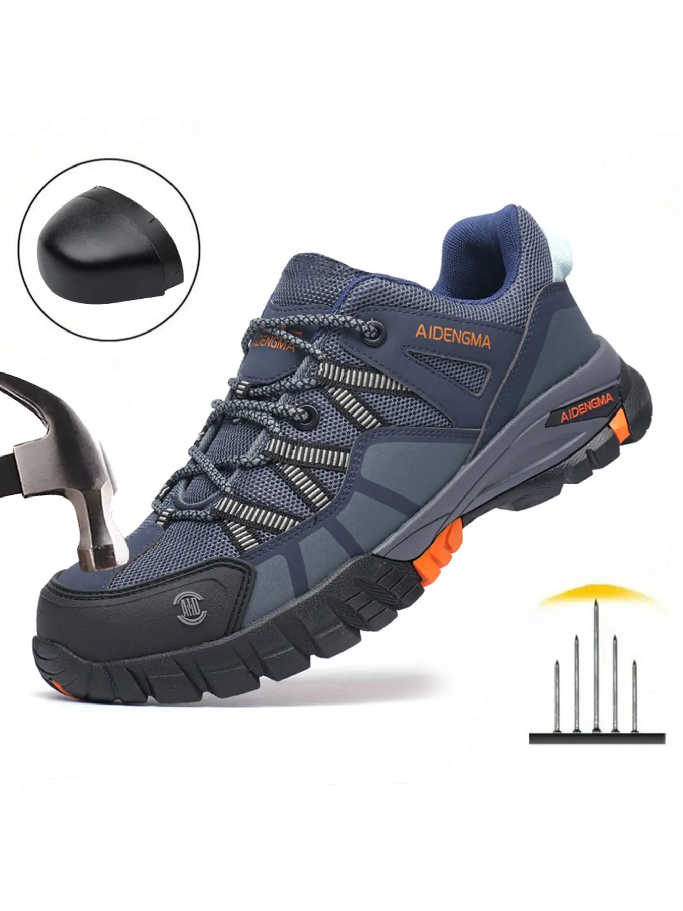 Men's Safety Shoes Steel Toe Work Shoes, Work Protective Shoes, Workwear Shoes, Puncture-Resistant Outdoor Support, Durable Rubber Sole Casual Footwear