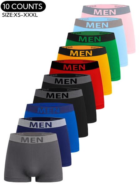 Men's Colorblock Letter Tape Boxer Brief, Comfortable Breathable Seamless Underwear for Daily Wear, Men's Base Underwear for All Seasons