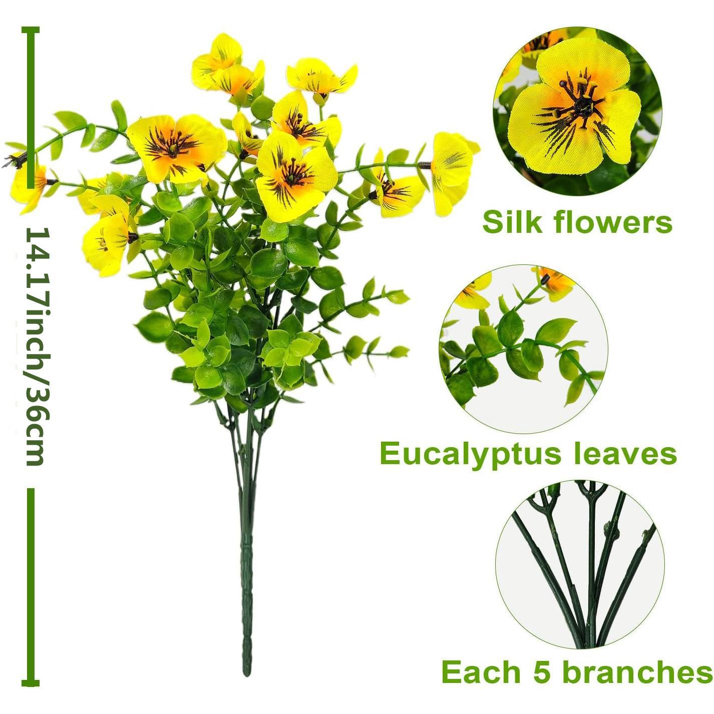 Artificial Pansy Flower, 12pcs/set Fake Silk Pansy, Faux Plastic Plants for Home Outside Garden Planter Front Door Porch Yard Patio Decor, Ornaments