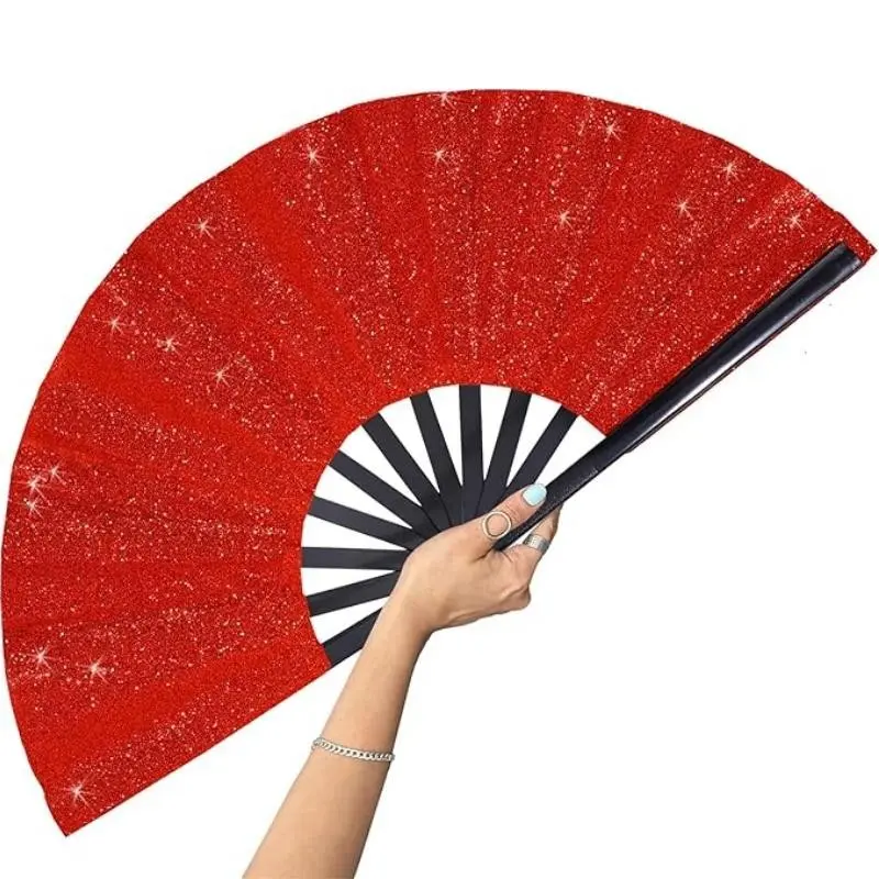 33cm Glitter Fan Large Portable Folding Fan, Handheld Fan, Line Dance Fan, Floor Dance Fan, Party Fan, Outdoor Fan, Decorative Fan, Decoration