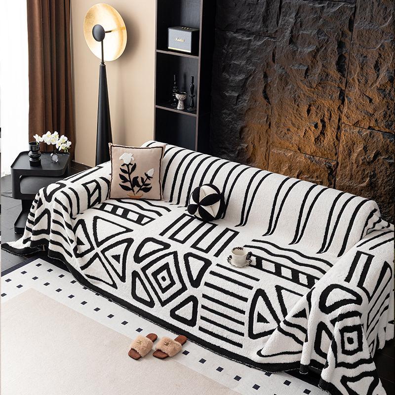 Geometric Pattern Sofa Cover, Soft Elastic Dustproof Sofa Slipcover and Protector for Living Room or Office