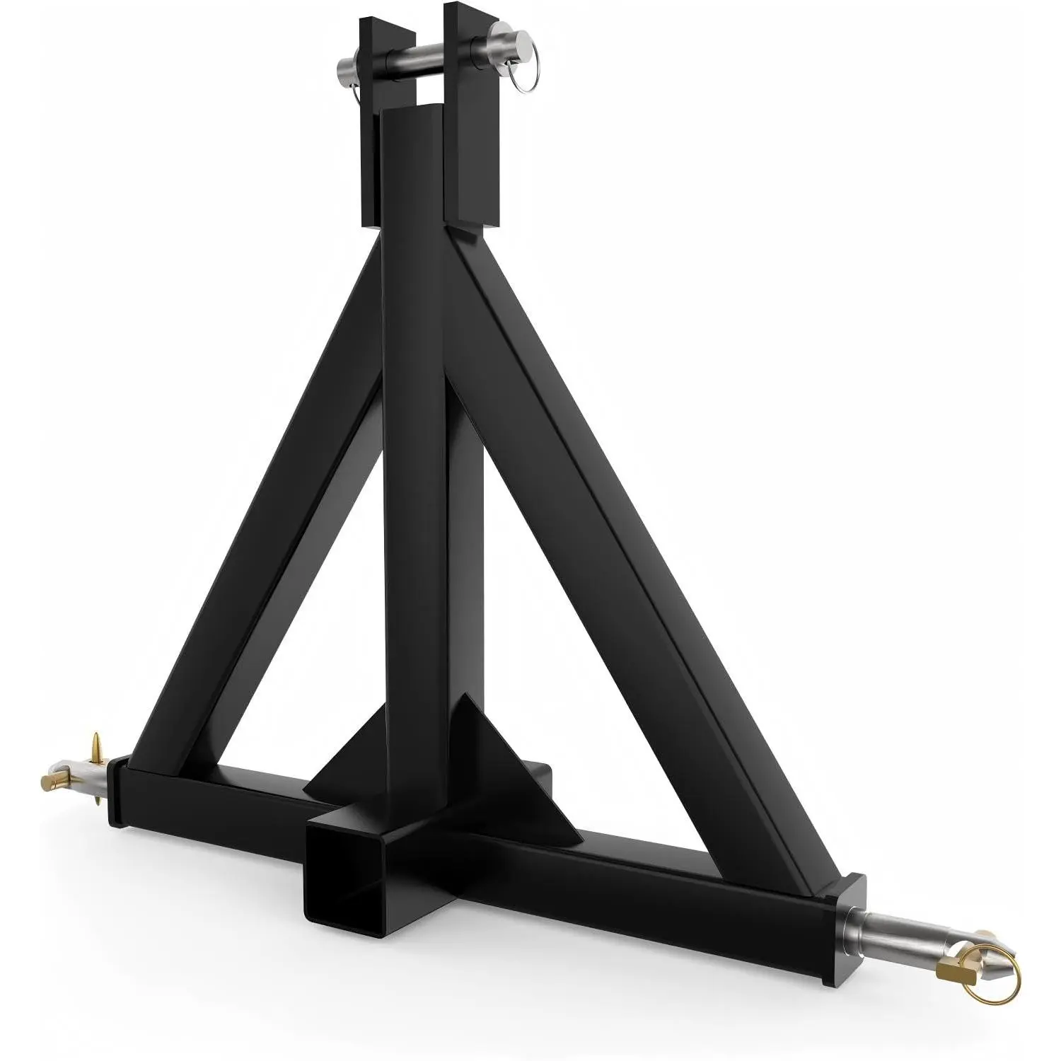 3-Point Trailer Hitch Receiver for Category 1 Tractors, 2-Inch Receiver, Q235B Steel, Black, Includes Hitch Pins and Gloves