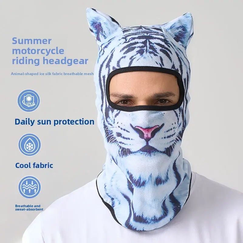 Polyester Cheetah Animal Print Quick-Drying Half-Face Mask for Adults' Outdoor Biking, Neutral Thin Sun-Protection Headgear, Average Size Cycling Mask