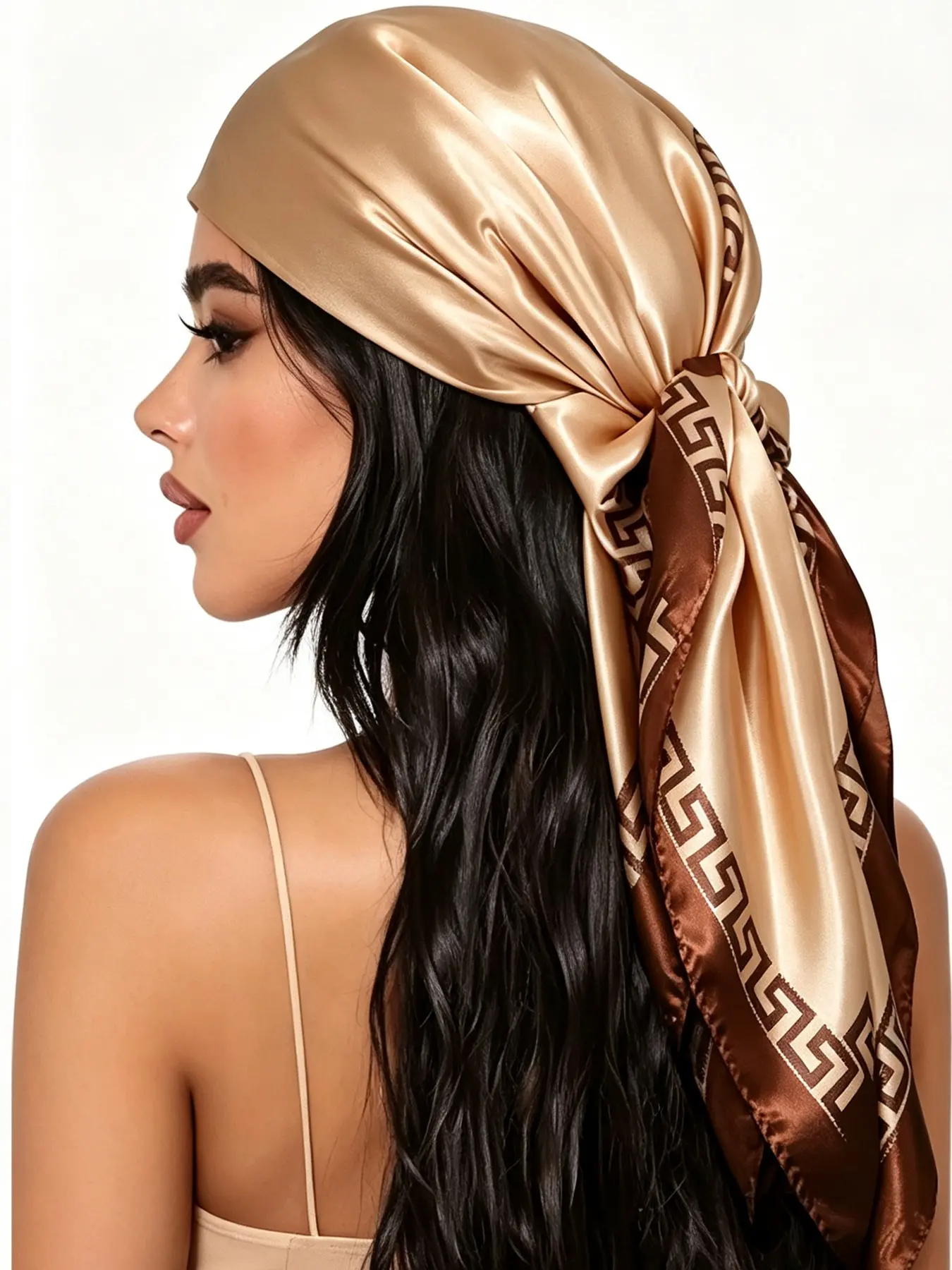 Luxury Solid Color Geometric Silk Scarf, Versatile Accessory for Shirt Collar, Bag Strap, Wrist Tie, Headband, Business Casual Wear