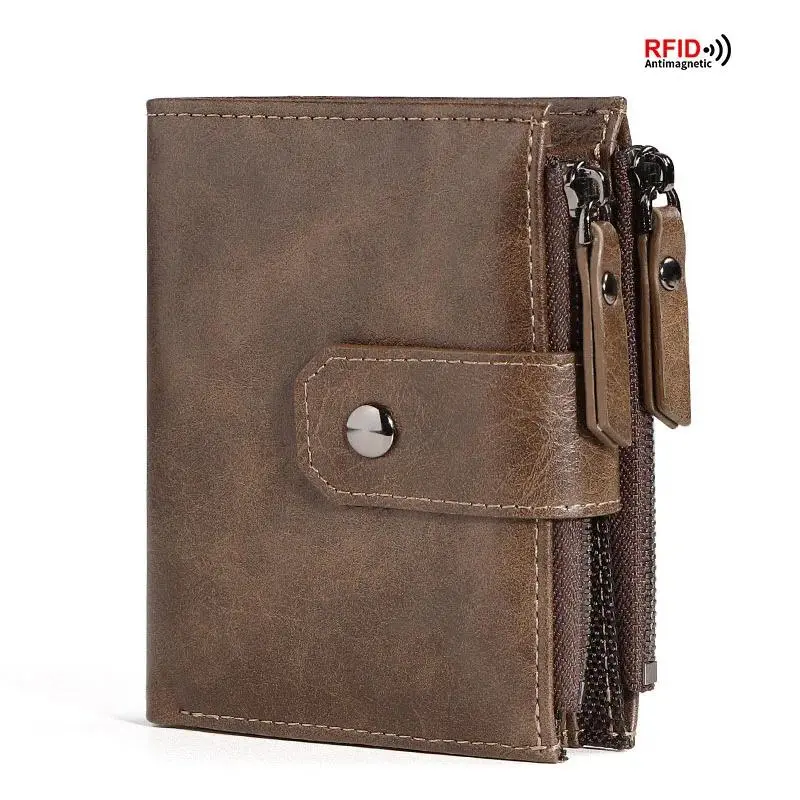 Men's Slim Cow Hide Leather Wallet, Bifold Design with RFID Blocking and Coin Pocket, Excellent Guys Gifts for Travel, Chic, Holiday, Wallets, Secure Card Storage, Rfid Organizer, Wedding, Polyester, Mens Wallet, Zip