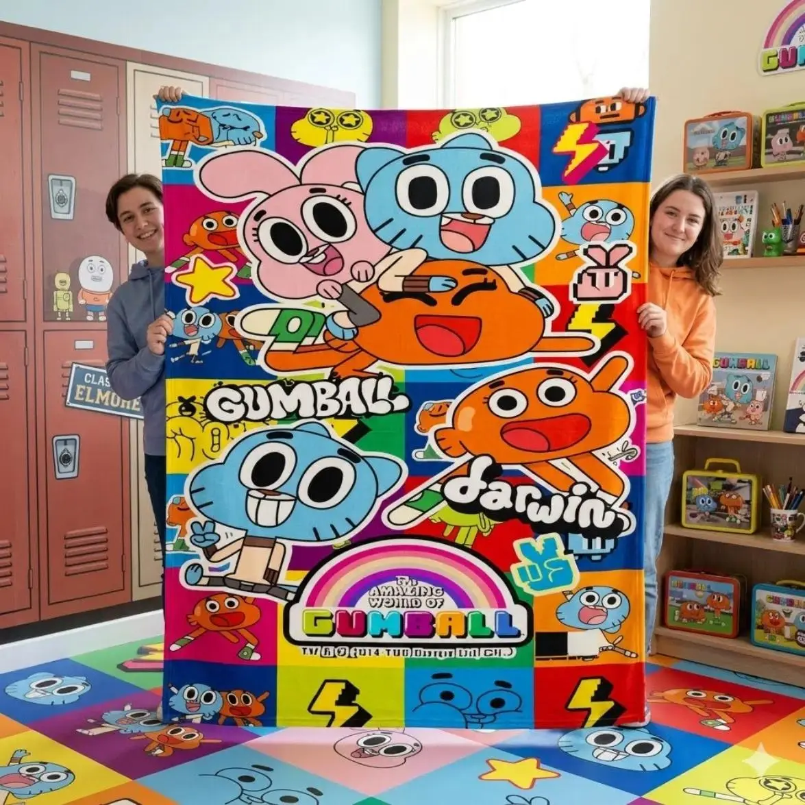 The Amazing Anime World of Gumball Blanket Throw Blankets Ultra Soft Flannel Lightweight Throws for Couch, Bed,All Seasons Use