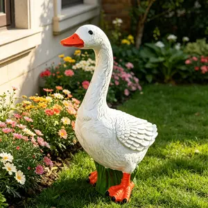 1pc Large Goose Statue, Realistic Decorative Figurine, Outdoor/indoor Garden Decoration, Durable Resin, Fun Gift for Gardening Lovers