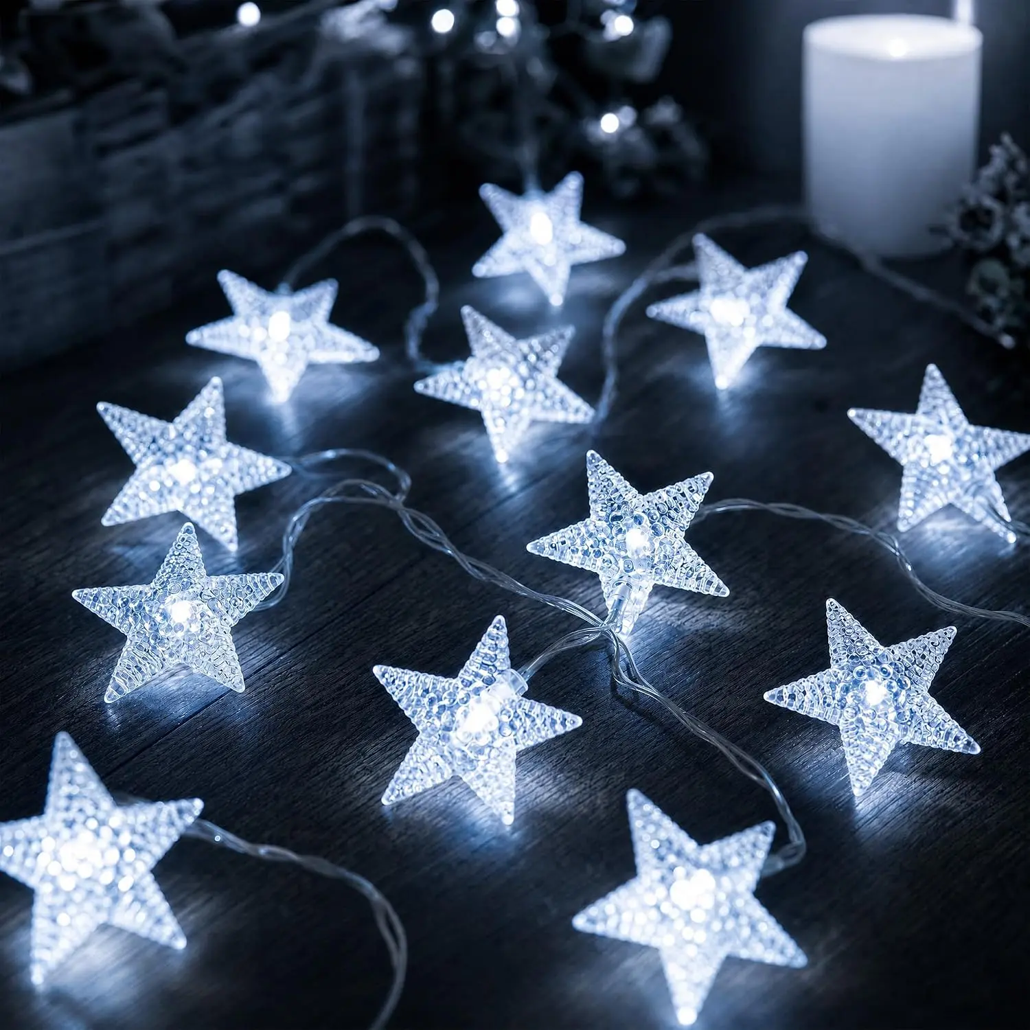 Light  String Lights 15 FT 30 LED Fairy Light  Operated Indoor&Outdoor Twinkle Christmas Lights Bedroom Decor for Xmas Tree(Cool White)