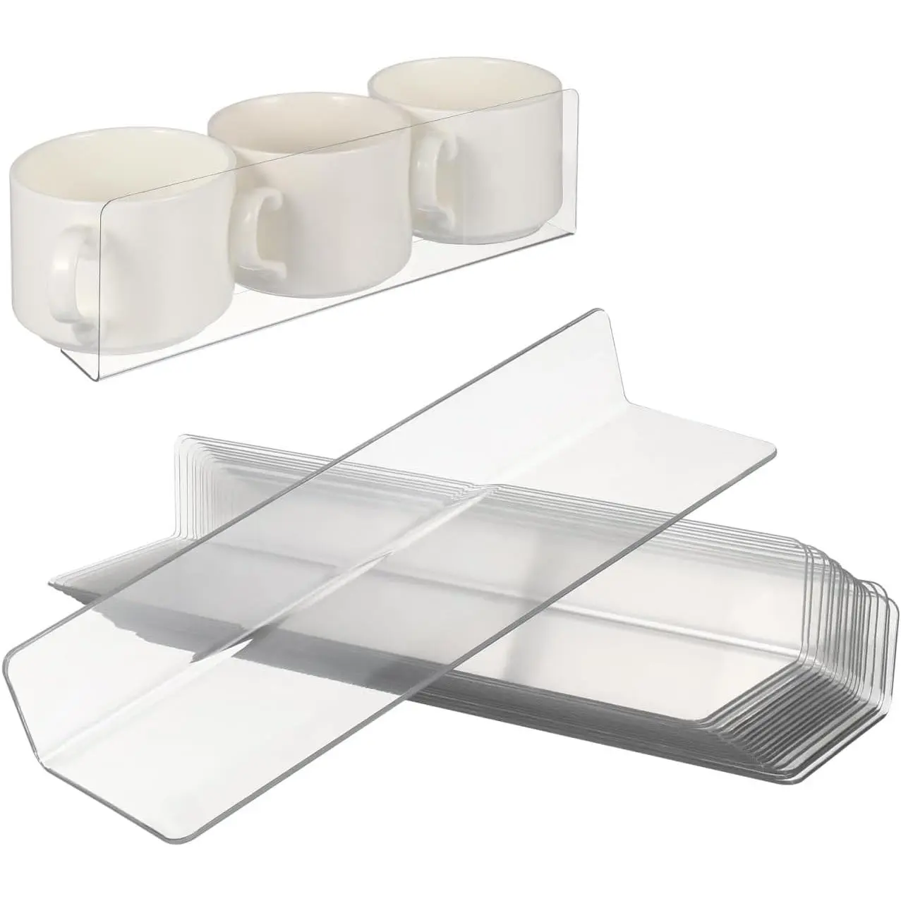 HOMSFOU 20 Pcs Plastic L-Shaped Shelf Dividers, Multipurpose Organizer Separators for Kitchen Cabinet, Home Office, Bookcase