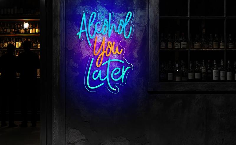 Alcohol You Later Neon Alcohol Neon Wall Decoration Party Decoration USB Dimmable LED Neon Beer Bar Kitchen Restaurant Family Bar Bar Pub Party Man Cave Club Store Hotel Store Business Gifts