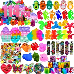 114Pcs Party Favors for Kids 4-8-12, Treasure Box Toys for Classroom, Treasure Chest Prizes in Bulk for School Classroom Rewards, Carnival Prizes, Pinata Fillers Goodie Bag Stuffers for Kids Partyfidget toys