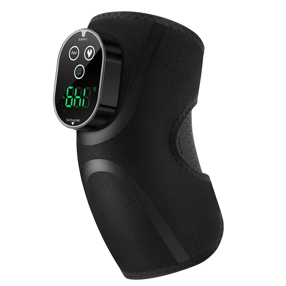 Wireless Heated Shoulder Massager, Vibrating Heat Wrap for Elbow, Neck & Back, Cordless Rechargeable Massage Brace with 5 Temperature & 3 Vibration Settings, 3000mAh Battery