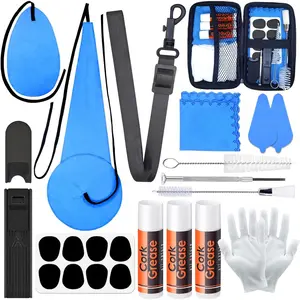Saxophone Cleaning kit with Case,Clarinet Flute Cleanser Maintenance Kit with Cork ,Swab,Cleaning Cloth,Thumb Rest,Reed Case,Mouthpiece Brush and  Workable for Wind & Woodwind Struments