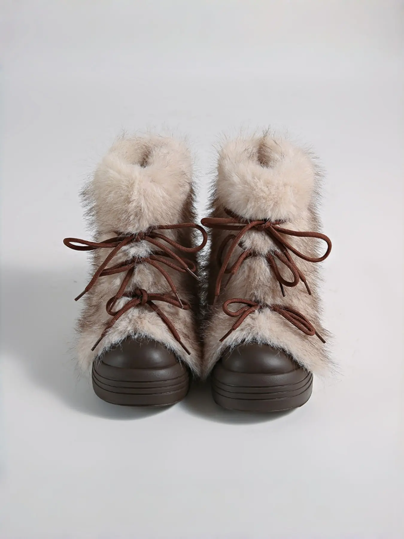 High Pile Fur Lined Thick Cotton Plush Short Boot, American Vintage Streetwear, Round Toe, Hidden Heel, Winter Warm Snow Boots