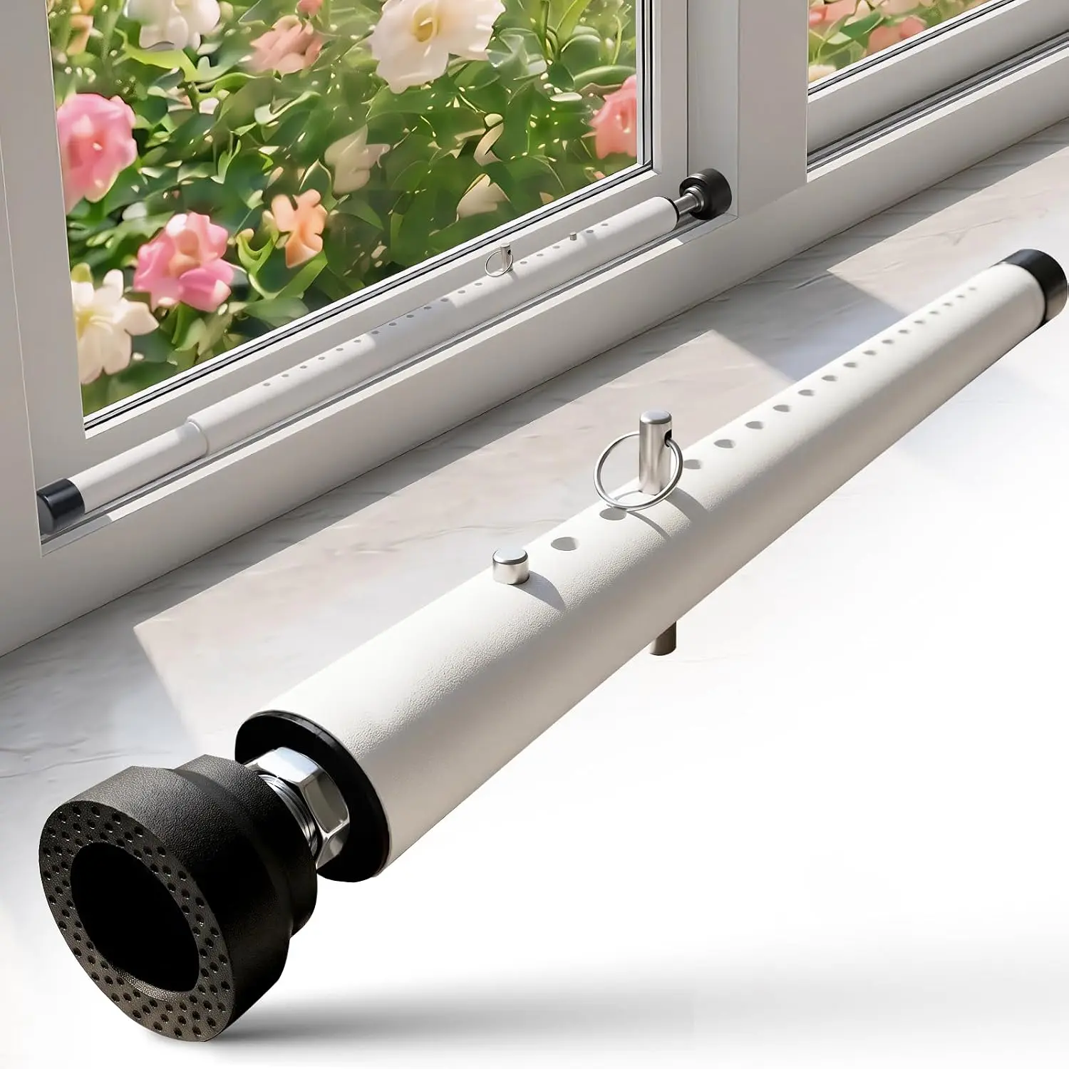 Sliding Door  Bar 18"-51", Adjustable Sliding Door Lock  Bar, Window  Bars Inside for Sliding Glass Door  Apartment Safety, Burglar Proof - White