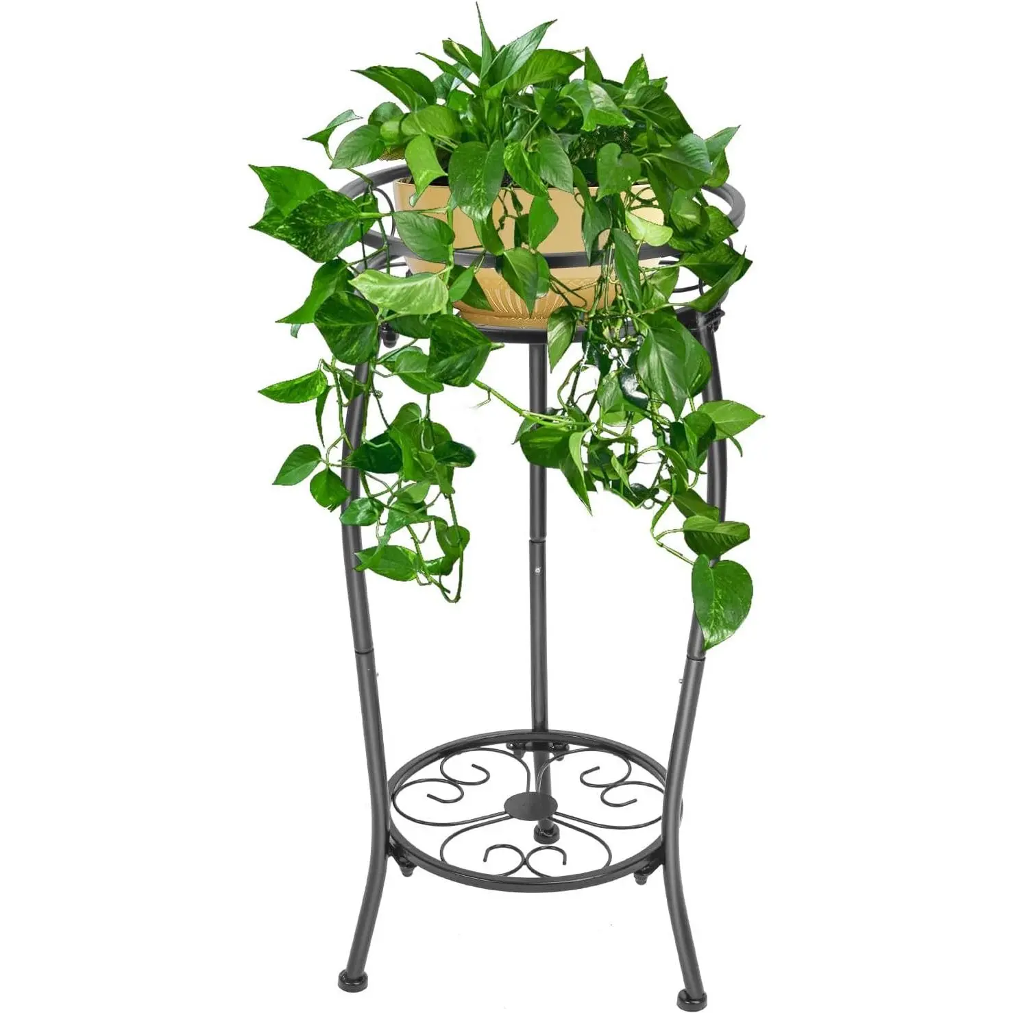 Metal  Stands Indoor Outdoor, 2Tier Tall Potted  Stand  Shelf Flower Pot Stand Iron  Holder for Multiple Planter,Rustproof Corner  Rack for Christmas (20.3'')