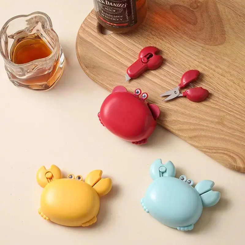 Novelty Crab Design Bottle Opener - Portable 3-in-1 Tool with Magnetic Back, Lid Lifter, and Mini Cutter for Bar Use