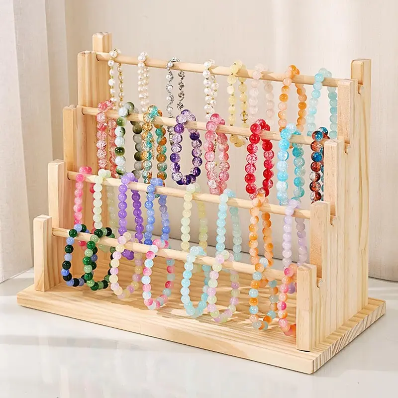 Multi-layer solid wood jewelry display rack, large-capacity desktop jewelry storage hanger Organiser, Decorative Organizer, can store necklaces, bracelets, hair accessories, dresser decorative ornaments, Wooden