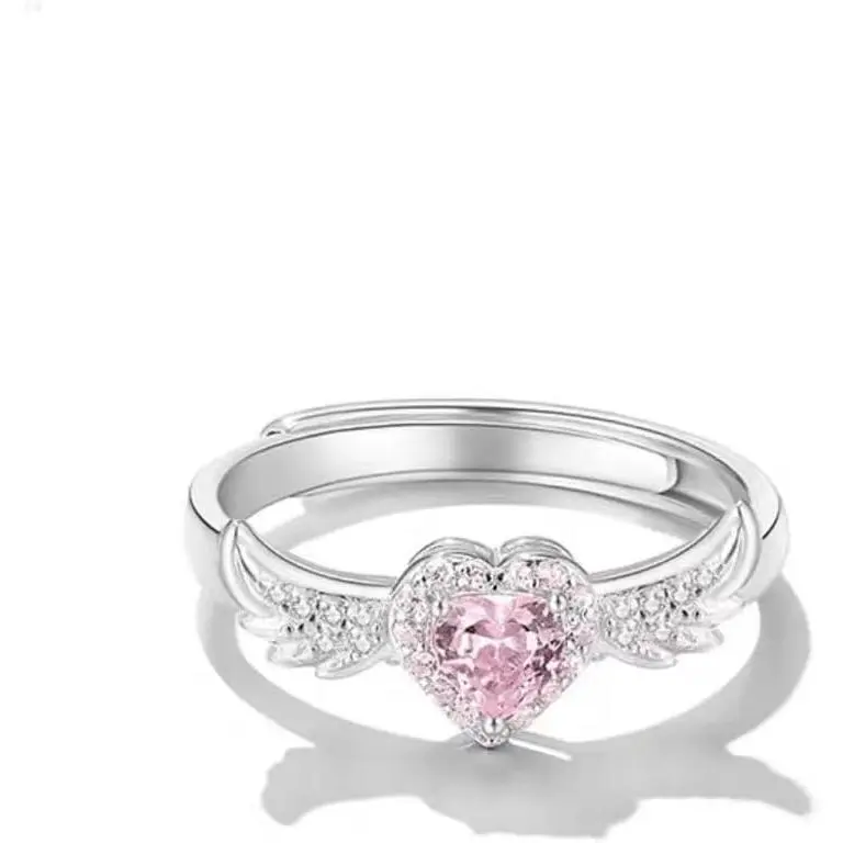 Beautiful Pink Angel Wings Rings, Adjustable Opening Size Rings for Women Teenage Girls, Adjustable Ring Jewelry, Best Birthday Gift