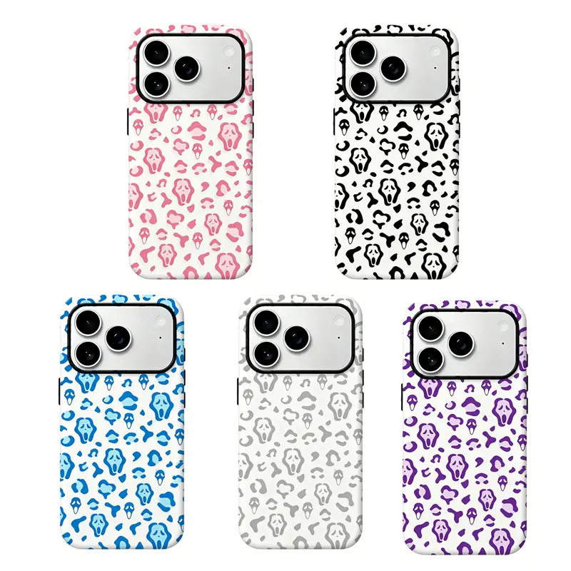 Pastel Ghostface Leopard Scream Phone Case,Halloween Y2K Cover,for iPhone 17 16 15 14 13 12 11 8 7 Plus Pro Max/X/XS/XR and for Samsung S21 S22 S23 S24 S25 S26 Fe/Plus/Ultra,The Best Gift for Yourself, Partner,Friends, and Family, Phone Accessor