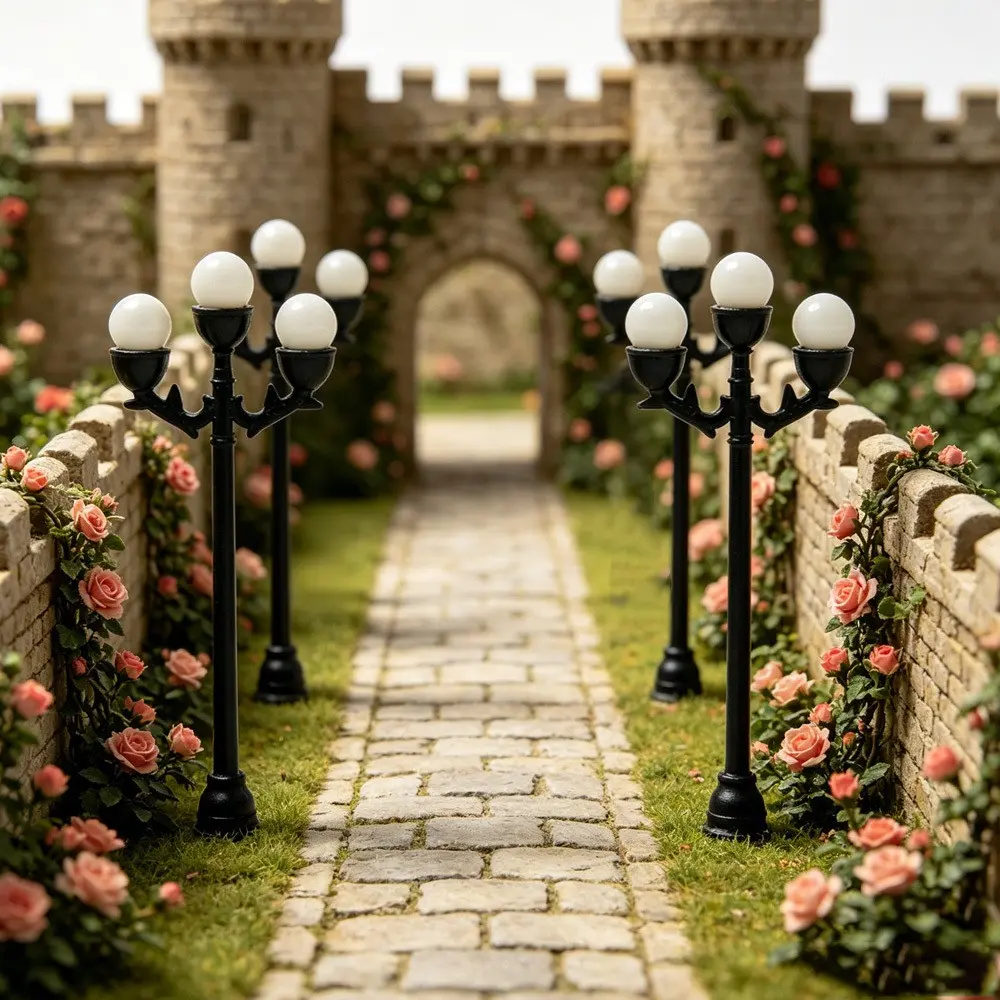 4pcs Miniature Street Lamp Model, Non-Luminous Dollhouse Scene Accessories, Enhance Realism for Town Streets and Corners