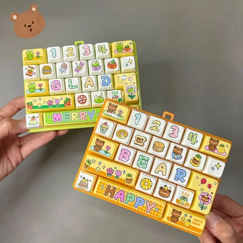 26 Grids Key Cap Squishy Keyrings Anti-stress Keycap Clicker Keyboard Keychain Squishy Keycap Clicker Party Favors Gifts Keycap Clicker