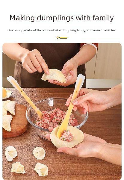 2PCS Multifunctional double-headed dumpling and wonton scraper, silicone meat filling tool, household kitchen all-in-one jam maker