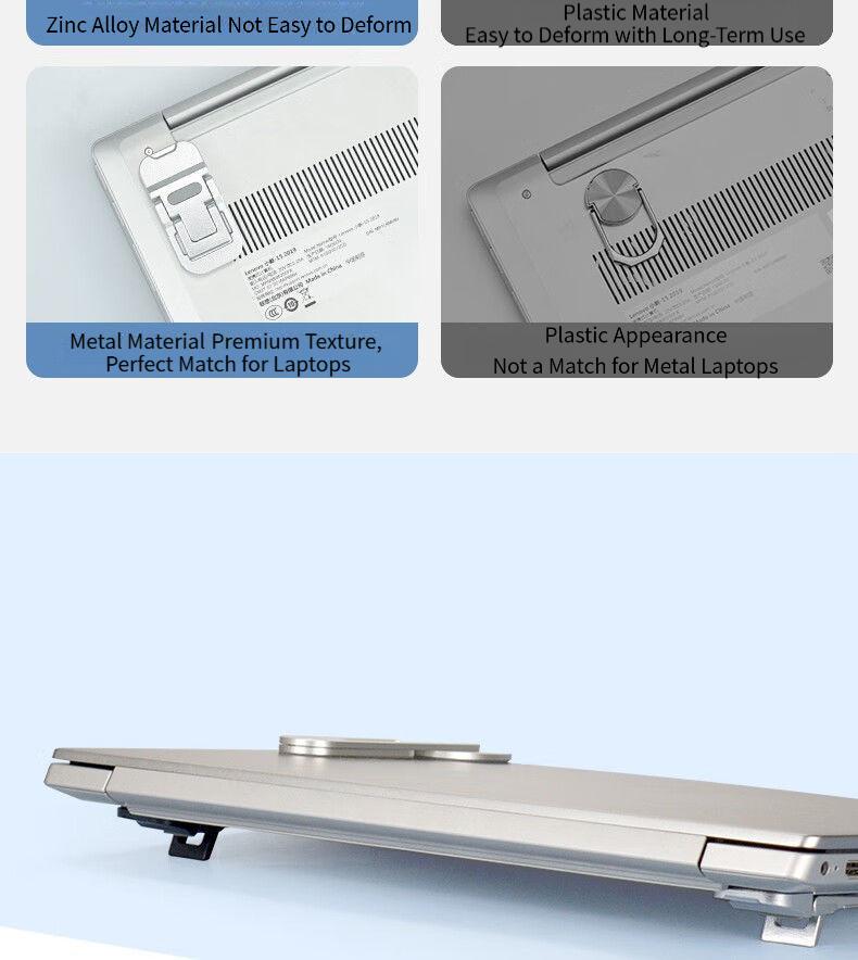 Zinc alloy laptop invisible stand bracket mini portable height-increasing foot pad cooling rack base pad