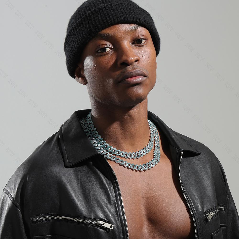 Classic Fashion Trend Men's Necklace 15mm Exaggerated Diamond Geometric Trendy Hip-hop Jewelry Large Gold Chain