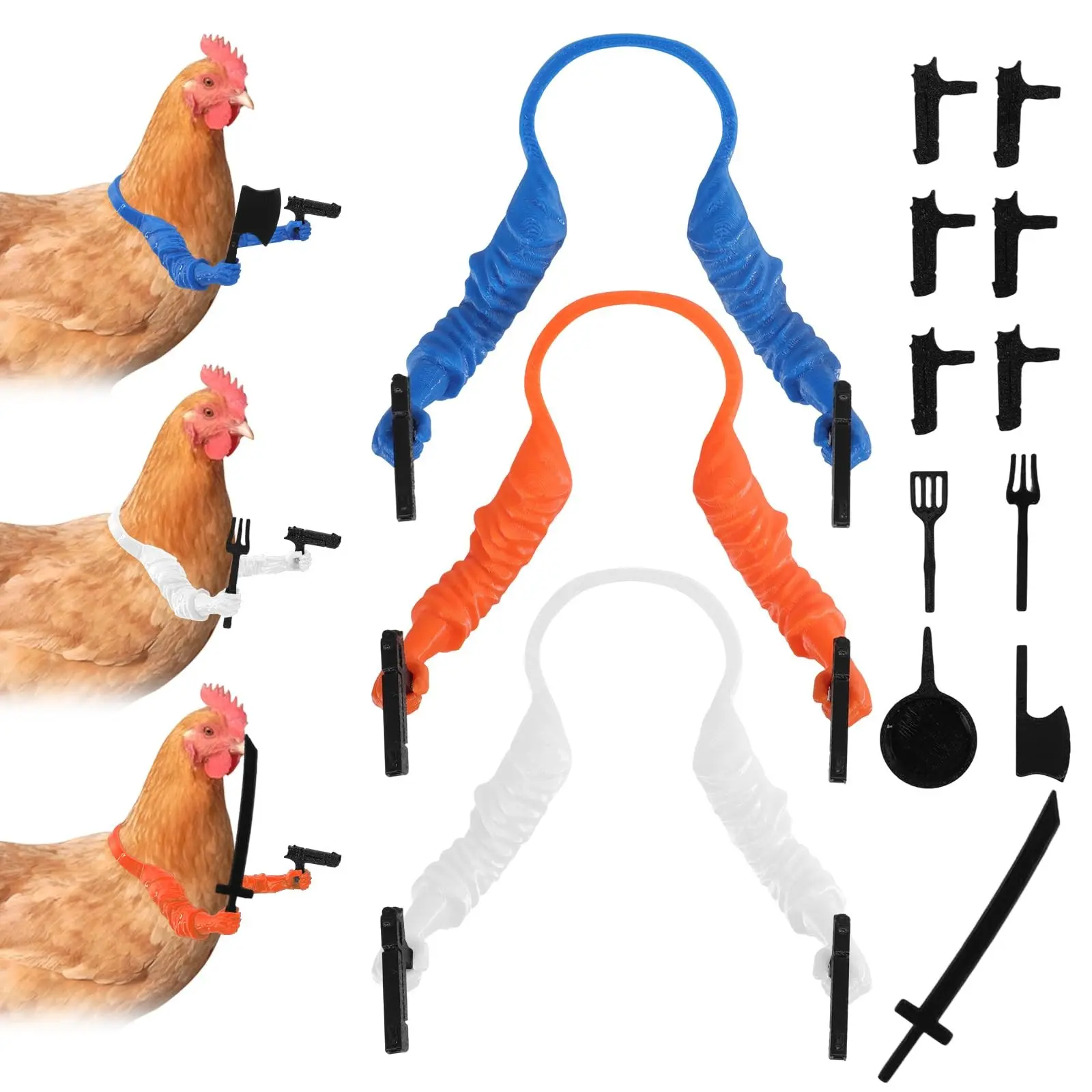 3pcs 3D Printed Chicken Arms with Guns, Unique Gag Props, Fun Accessory for Cosplay & Gifts, Chicken Costumes for Real Chickens, Soldier Role-Playing Accessories
