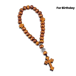 10pcs of Minimalist Brown Wooden Bead Baptism Bracelets, Suitable for Birthday Gifts, Anniversary Gifts, Baptism Gifts, Communion Favors, Anniversaries