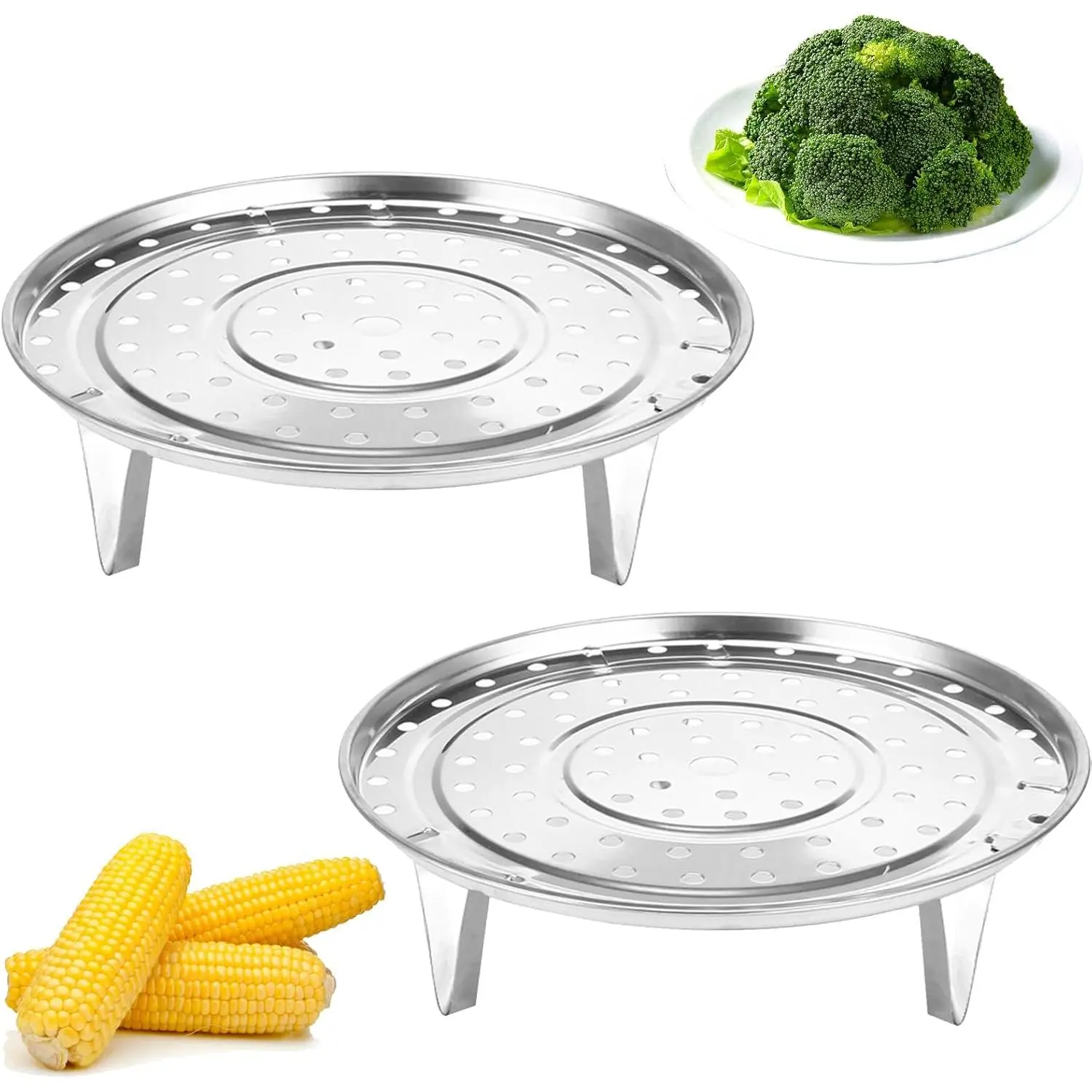 Stainless Steel 8.5 inch Steamer Basket with Removable Stand for  Steamer Cooking -  2 count