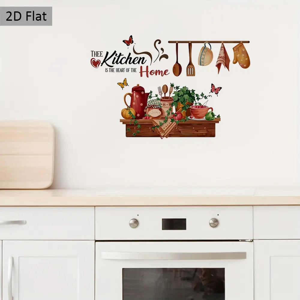 2D Flat Kitchen Wall Sticker, Romantic Creative Home Decor, Autumn Artistic Kitchen Decal, Fun Country Style, Perfect Gift for Restaurant, Bakery, Closet, Window Sticker