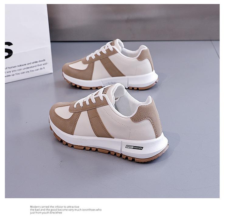 2026 Autumn New Women's Sports Shoes, Student Color-Block Hong Kong Style Round-Toe Dad Shoes, Casual German Training Shoes