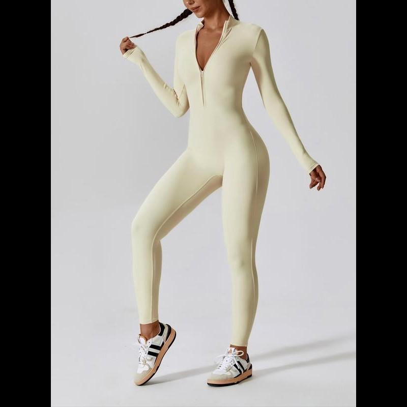 Women'sSolidZipUpLongSleeveSportsJumpsuit,CasualSportyJumpsuitforYogaGym,AthleticOnePieceOutfit,FitnessWomenswearClothes,OutfitsToHideTummyUk,WinterOutfits,GirlsGifts,TummyControl