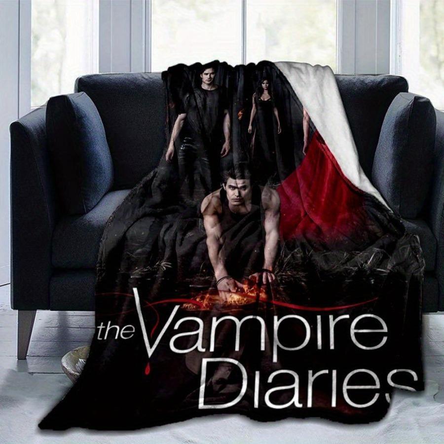 Vampire Diaries TV Show Inspired Blanket Soft Cozy Leisure Warm Bed Blanket for Couch & Bedroom, Flannel & Fleece Throw Blankets, Dark, Mystical, Trendy, Ideal Gift for TV Fans & Vampire Lovers, Birthday, Holiday