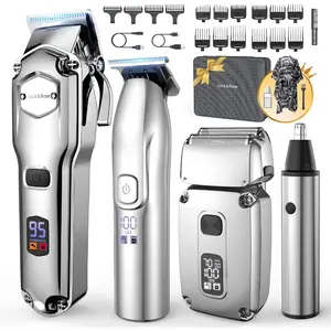 Jack Rose Hair Clippers for Men Set Professional, Cordless Men Hair Trimmer, Electric Shavers, Barber kit, 4 in 1, LED Display, for Nose, Body, Bald Head