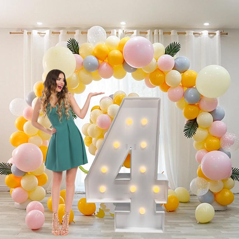 Marquee Numbers 4 Feet Tall Large Birthday Decorations 4FT Light Up Numbers Party Decor Big Backdrop Foam Cardboard Number 0-9  Cardboard Pre-Cut Foam Board Sign Diy Decorations Anniversary Decoration Party Supplies