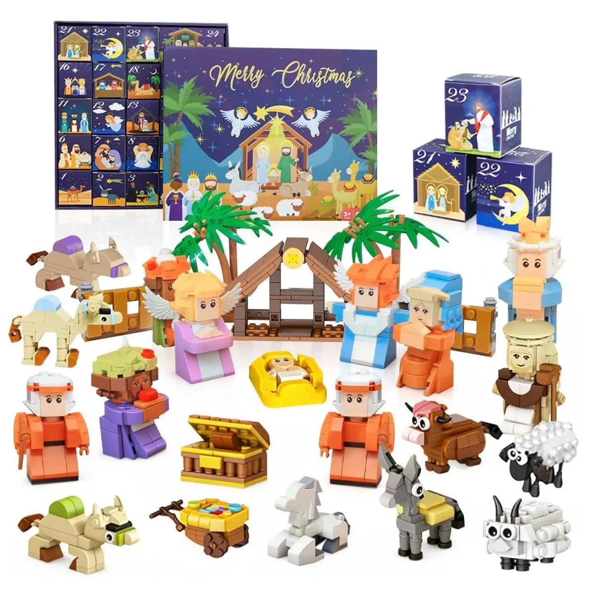 Nativity Advent Calendar 2026 – 24 Days Building Block Set, Christmas Story Scene with Jesus Mary Wise Men, Educational Religious Countdown Calendar for Kids Teens, Faith Based Holiday Gift