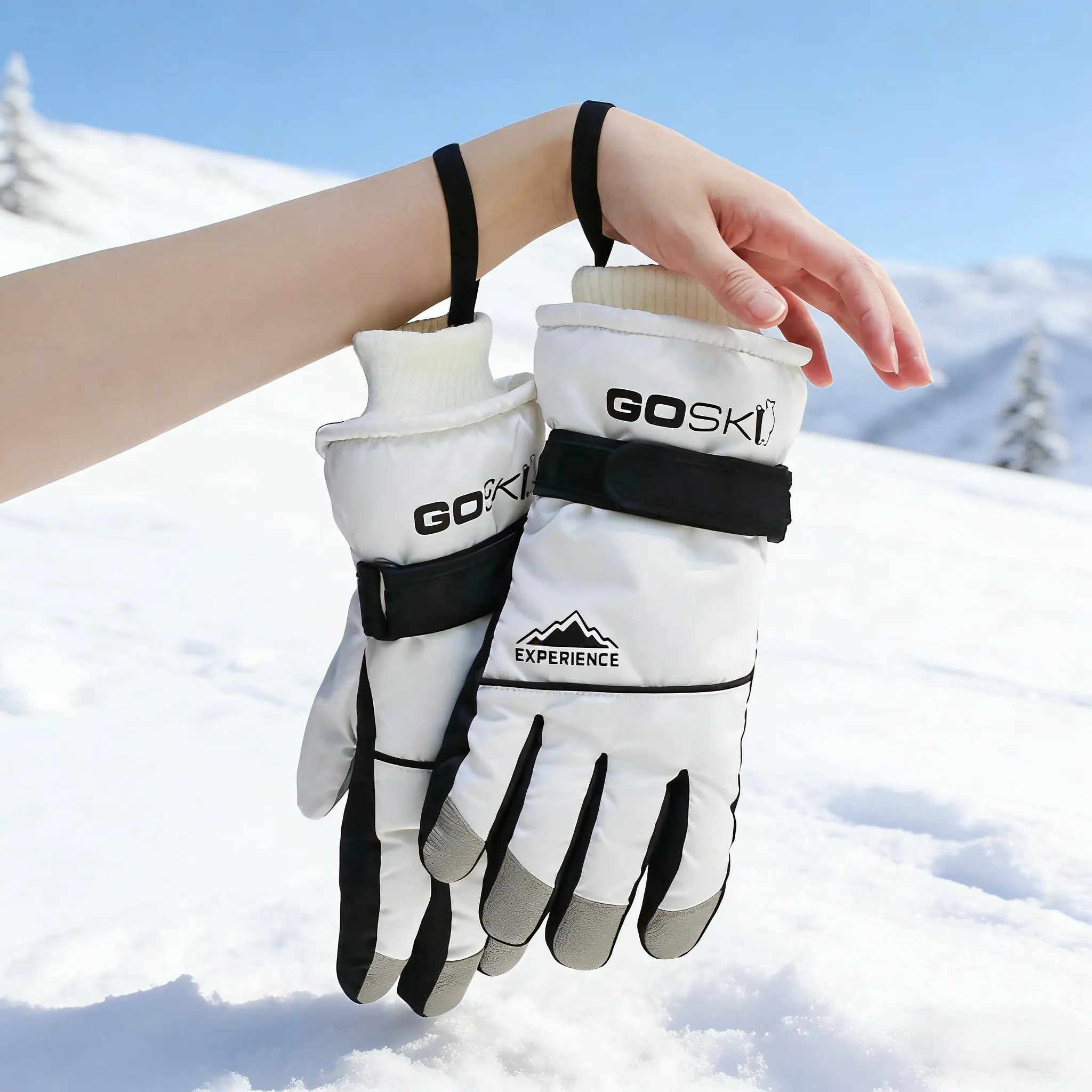 Thick Winter Warm Ski Gloves with Fleece Lining, Ideal for Skiing and Cycling, Perfect for Outdoor Sports and Cold Weather