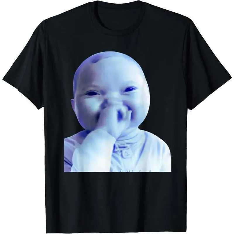 Women's 100% Cotton Distressed Vintage Funny AI Baby Meme Graphic T-Shirt - Short Sleeve, Round Neck, Funny Streetwear, Machine Washable, Wide Range of Sizes Everyday Casual Top, Shortsleeve