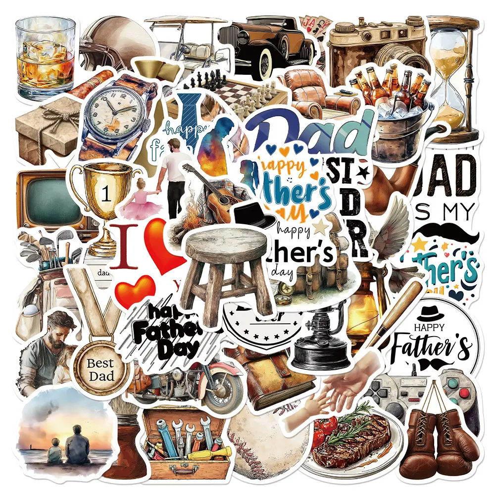 50pcs Father's Day Office Stickers/Notebook Stickers, High-Value, Positive Energy Gifts for Decorating Journals, Scrapbooks, Computers, Water Bottles, Cars, Etc.