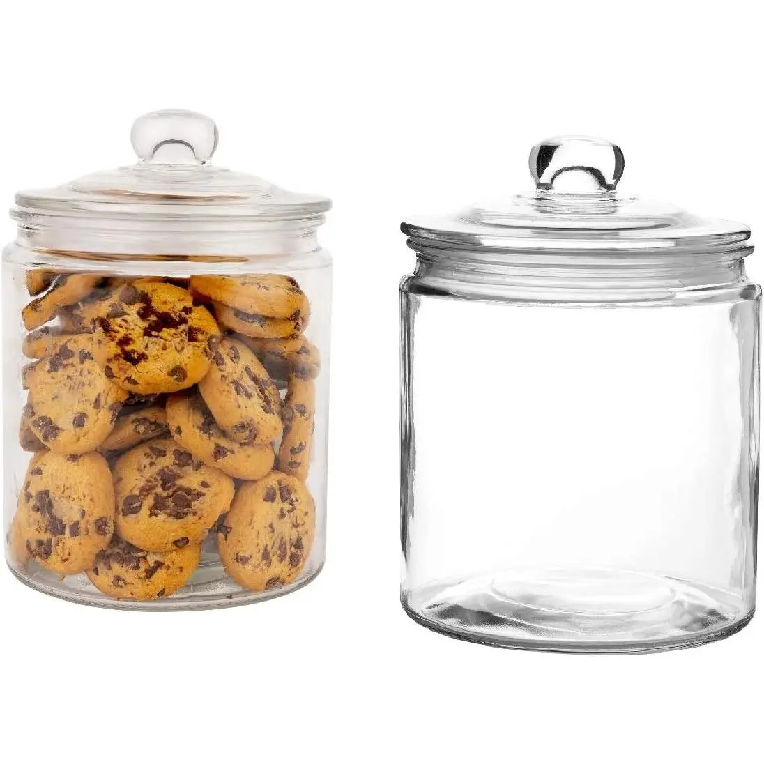 Set of 2 Glass Jar with Lid (2 Liter) | Airtight Glass Storage Cookie Jar for Flour, Pasta, Candy,  , Snacks &  | Glass Organization Canisters for Kitchen & Pantry | 68 Ounces